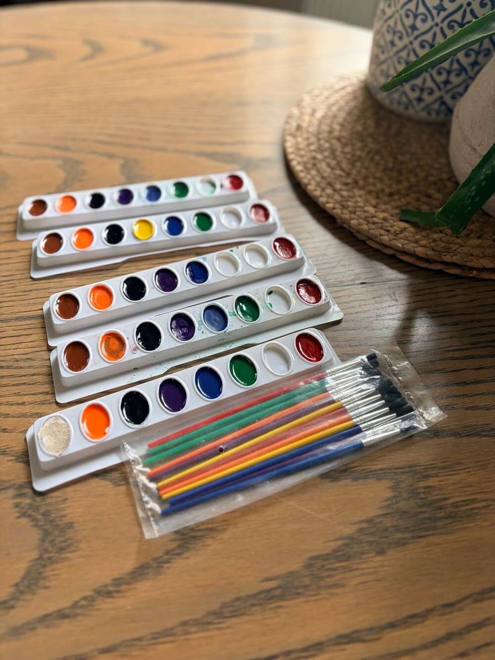 Washable Watercolor Paint Refill Trays With Brushes